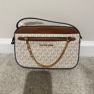 Michael Kors Tan and Cream Crossbody Bag